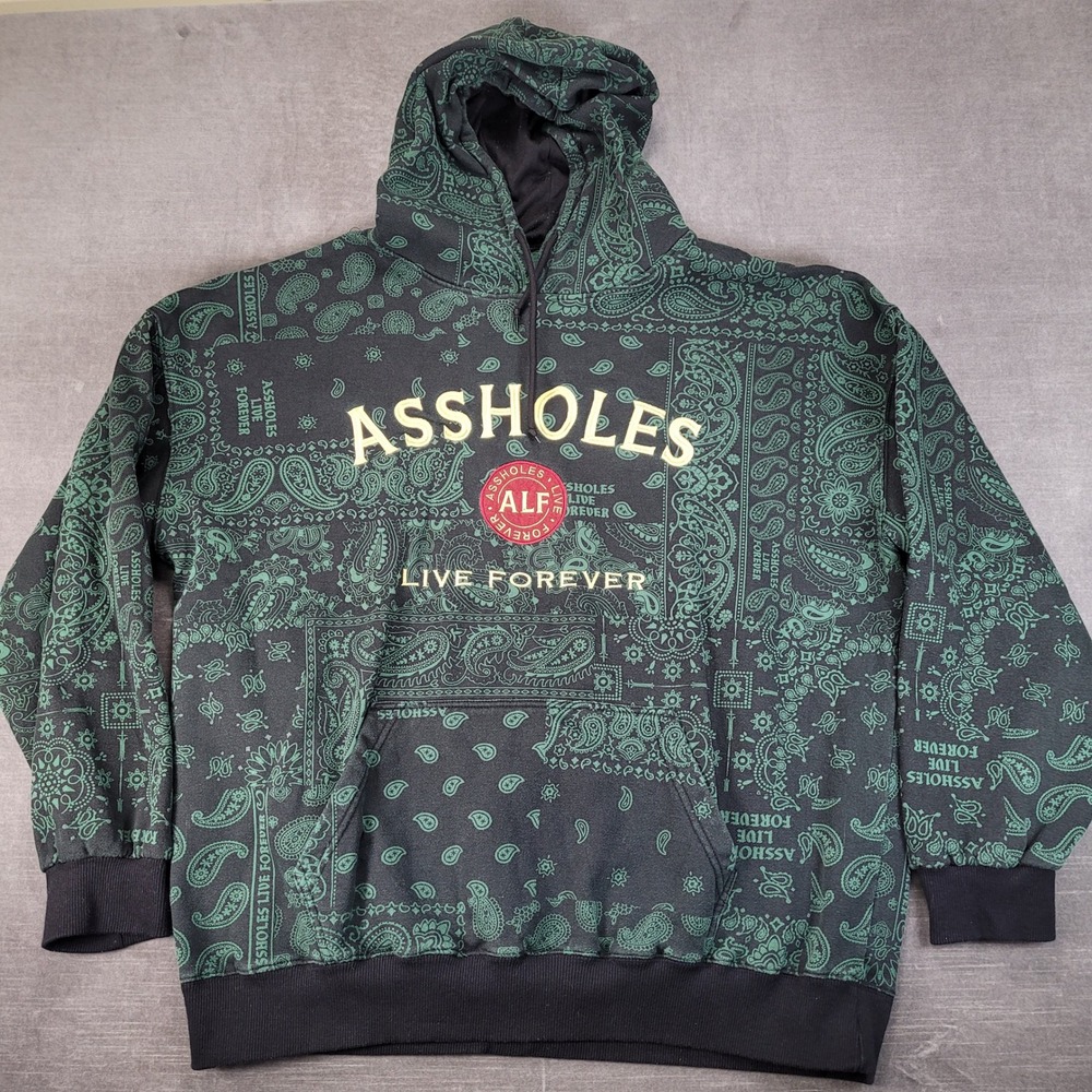 Assholes Live Forever ALF Mens XL Green Bandana Paisley All Over Print Hoodie